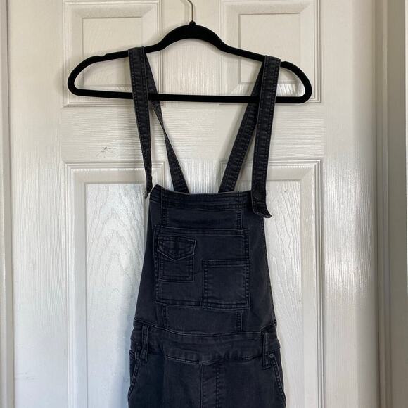 FREE PEOPLE Gray Denim Overalls Size 26 Skinny Ankle Eclipse Black Wash Boho - Picture 5 of 9